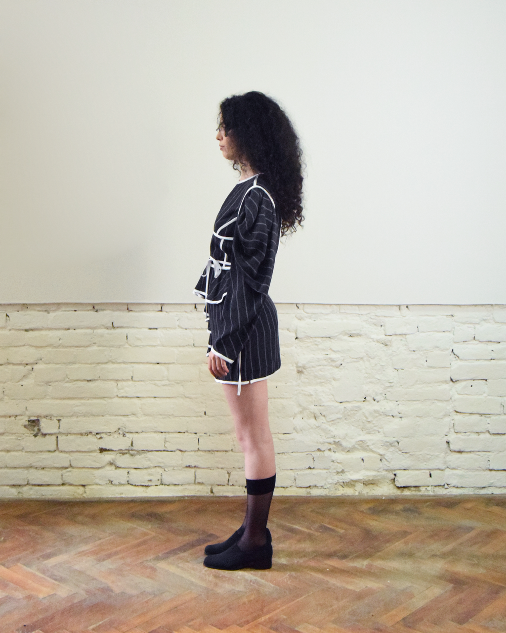 Striped puffy sleeves blouse